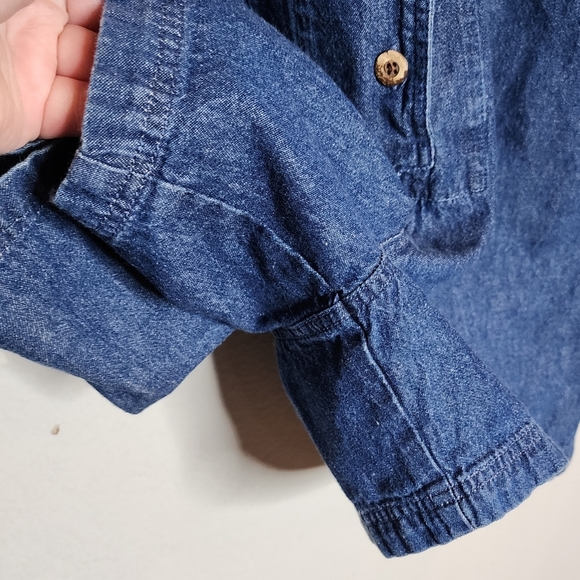 Boston Proper Denim Sleeveless Collared Button Front Romper. Size 6. Pockets. - Picture 13 of 15